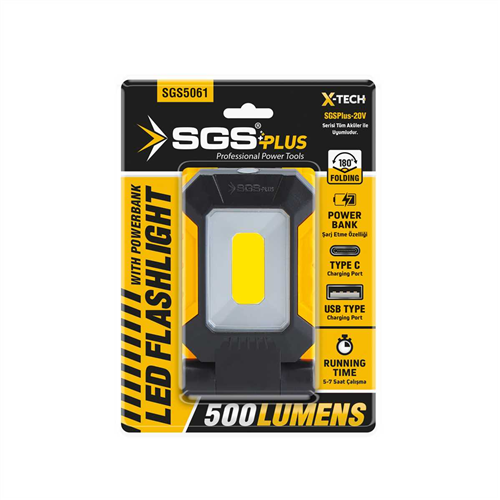 AKÜLÜ KATLANABİLİR LED FENER 20V 500 LÜMEN ( SOLO ) SGS5061